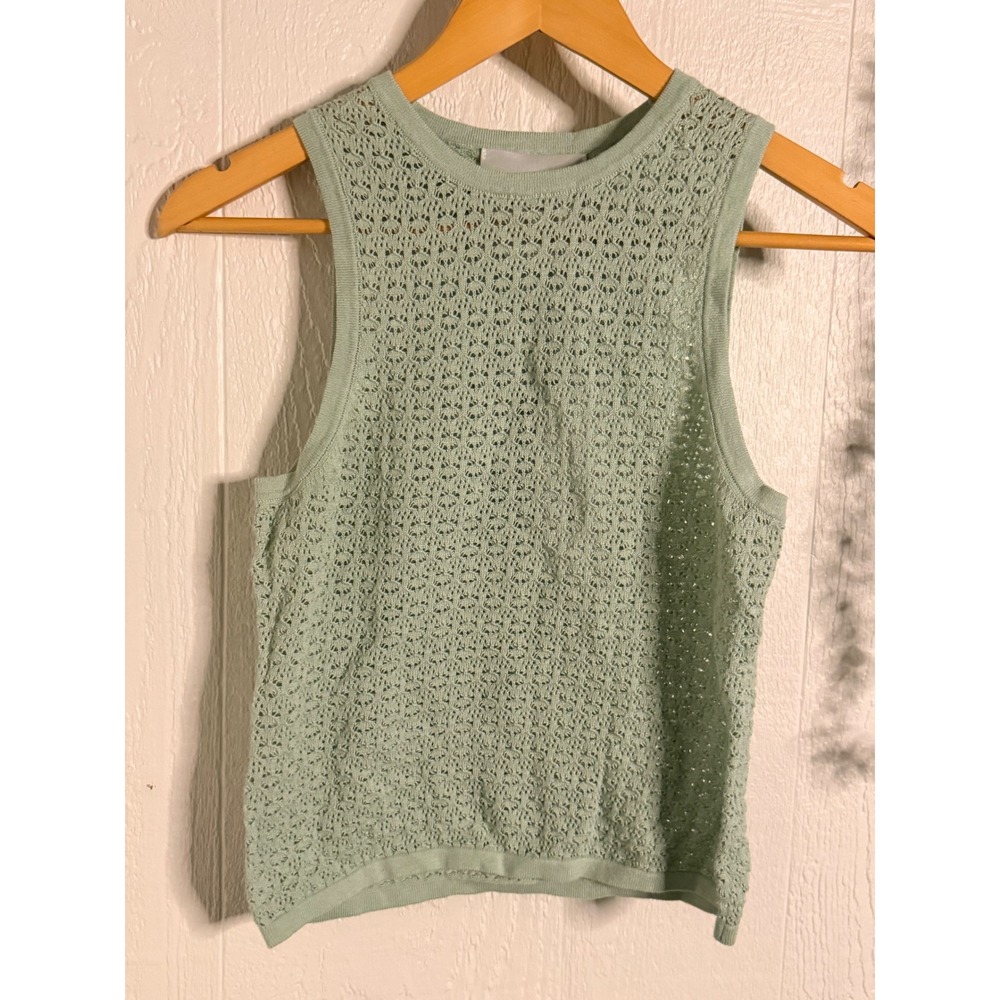 Preppy classic open kit sweater shell cotton NWOT silt green